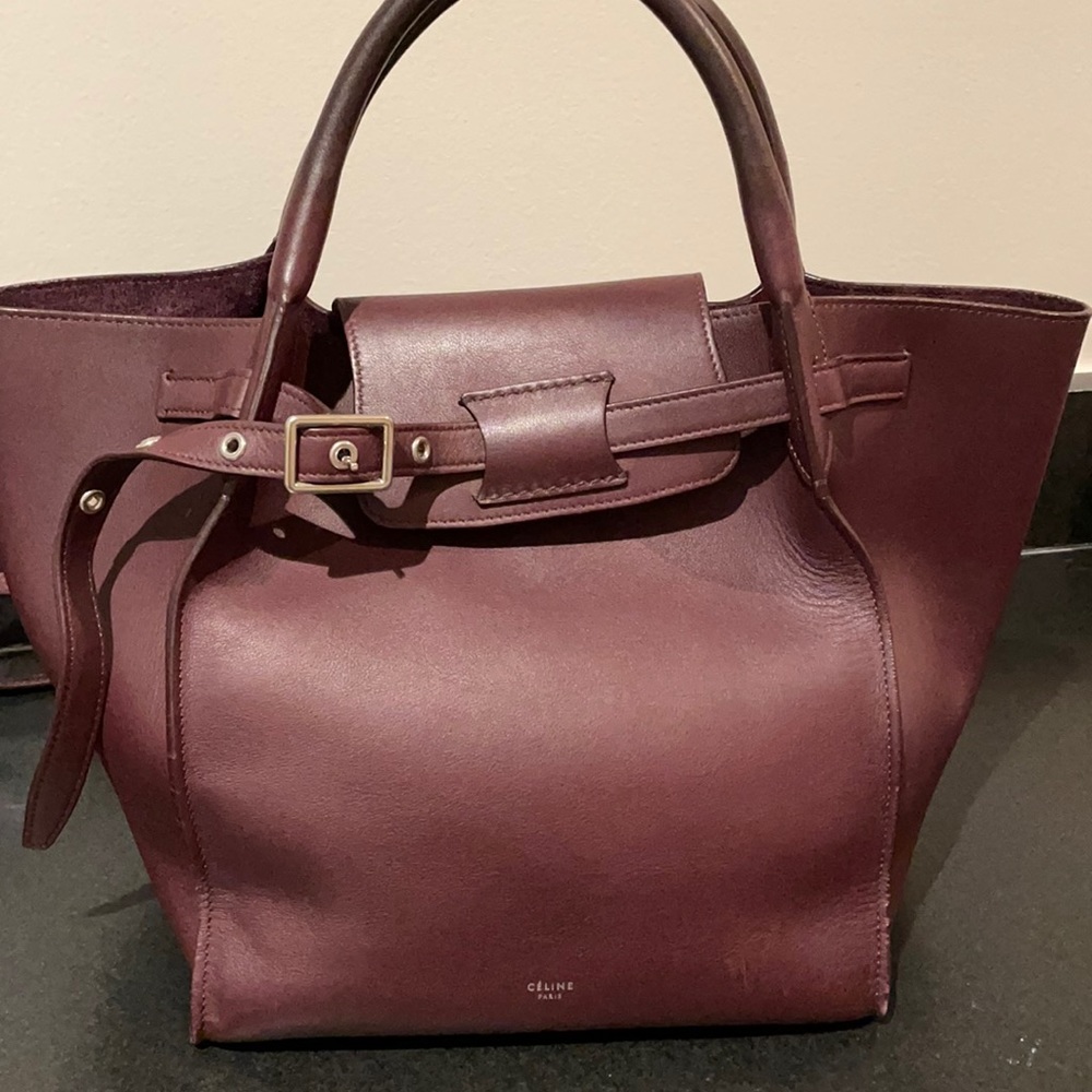 CELINE “Big Bag” burgundy size small.